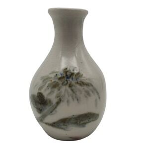 Mountain Pine Tree Scenic Ceramic Pottery Vase Green Nature Landscape Art 1985